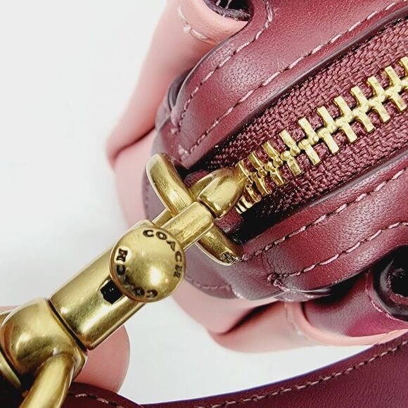 Coach TATE 18 Colorblock Top Handle 3 Compartment Bag Pink Burgundy - Picture 11 of 16